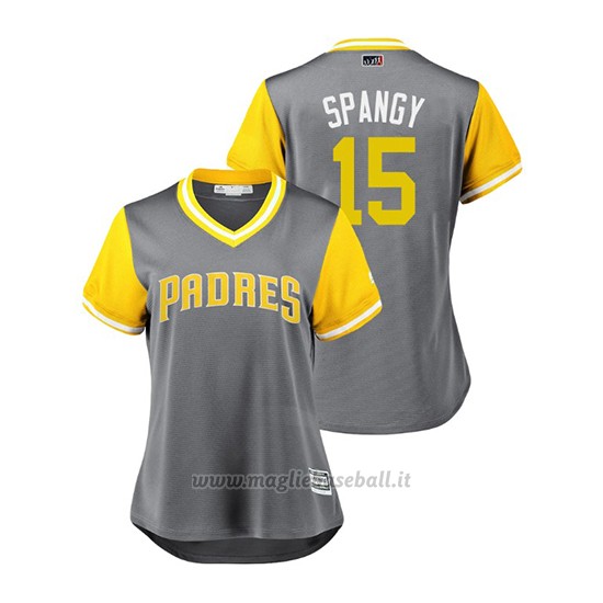 Maglia Baseball Donna San Diego Padres Cory Spangenberg 2018 Llws Players Weekend Spangy Grigio